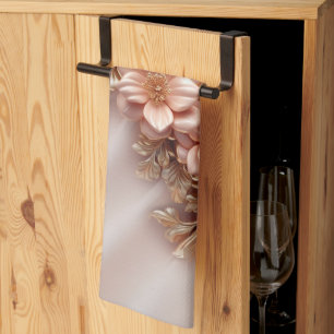 Elegantes Orange Peach Floral Kitchen Handtuch