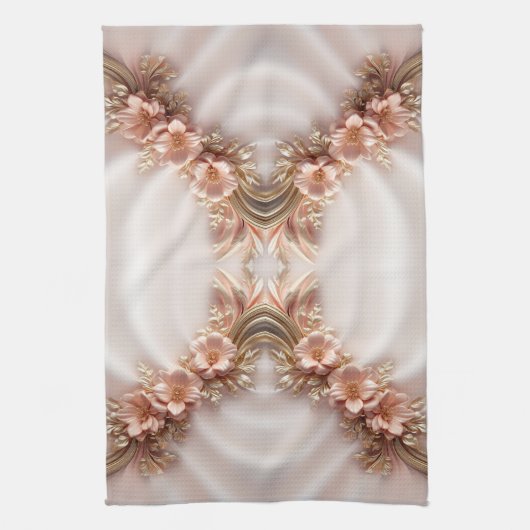 Elegantes Orange Peach Floral Kitchen Handtuch (Vertikal)