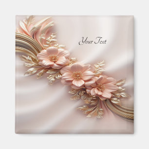 Elegantes Orange Peach Floral Magnet