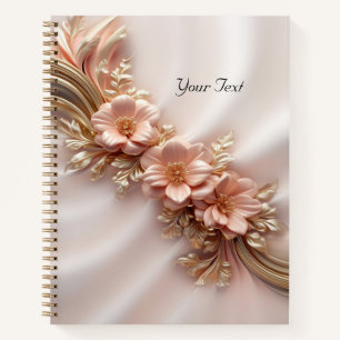 Elegantes Orange-Pfirsich-Blumen-Notizbuch Notizblock