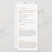 Elegantes Orange Programm, Caroline Wedding (Rückseite)