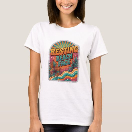 Elegantes Orange RESTING BEACH FACE 3D-Text-Art T-Shirt (Vorderseite)