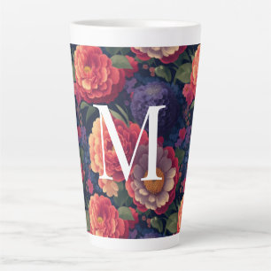 Elegantes orange-rotes florales romantisches Monog Milchtasse