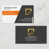 Elegantes Orange Stripe Trapezium Engineering Visitenkarte (Vorne/Hinten)