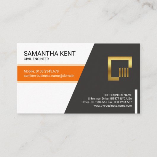 Elegantes Orange Stripe Trapezium Engineering Visitenkarte (Vorderseite)