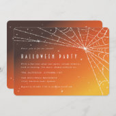 Elegantes Orange Sunset Spider Web Halloween-Party Einladung (Vorne/Hinten)