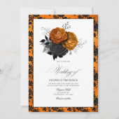 Elegantes Orange- und Schwarz-Gotisches Hochzeitst Einladung (Vorderseite)