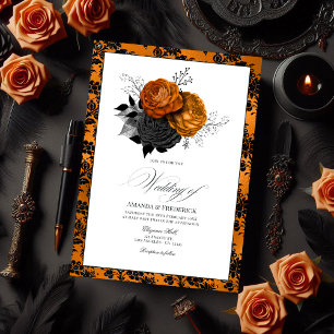 Elegantes Orange- und Schwarz-Gotisches Hochzeitst Einladung