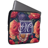 Elegantes orangefarbenes blumenromantisches Monogr Laptopschutzhülle (Vorne Rechts)