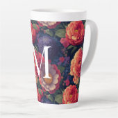 Elegantes orangefarbenes blumenromantisches Monogr Milchtasse (Rechte Ecke)