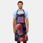 Elegantes orangefarbenes blumenromantisches Monogr Schürze (Getragen)