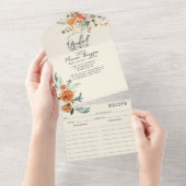 Elegantes orangefarbenes Brautparty All In One Einladung (Abreißen)