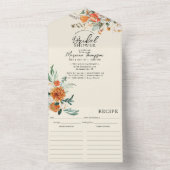 Elegantes orangefarbenes Brautparty All In One Einladung (Innen Boden)