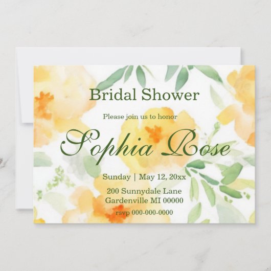 Elegantes, orangefarbenes Brautparty Einladung (Vorderseite)