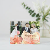 Elegantes orangefarbenes Foto für Hochzeit Postkarte (Stehend Vorderseite)