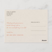 Elegantes orangefarbenes Foto für Hochzeit Postkarte (Rückseite)