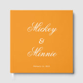 Elegantes orangefarbenes Gästebuch 12"x12" mit ind (Vorderseite)