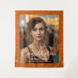 Elegantes orangefarbenes Mathematik-Gratulationsfo Wandteppich