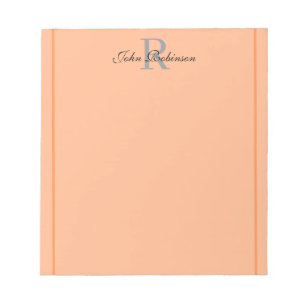 Elegantes orangefarbenes Monogramm-Notizbuch Notizblock