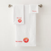 Elegantes orangefarbenes Set aus Monogramm-Badehan (Insitu)