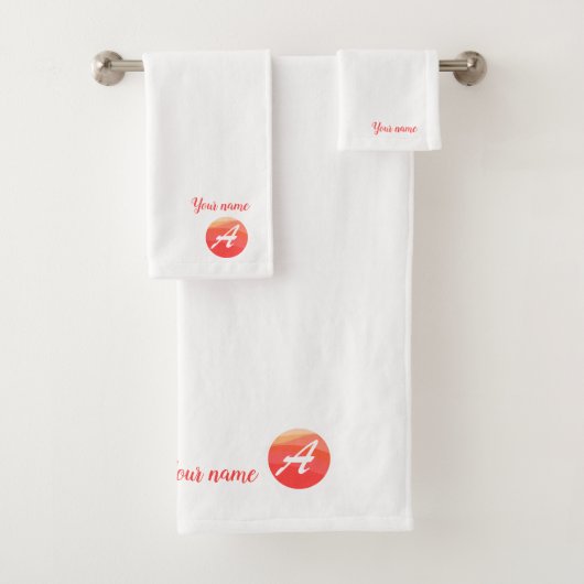 Elegantes orangefarbenes Set aus Monogramm-Badehan (Insitu)