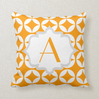 Elegantes orangefarbenes, weißes geometrisches Mus Kissen