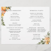 Elegantes Orangen-Hochzeitsprogramm gefaltet (Rückseite)