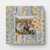 Elegantes Orangenfarbenes Wildblumen Barnwood Fotoplatte (Vorderseite)