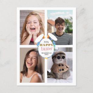 Elegantes Orangenfröhliches Ostereier Foto Feiertagspostkarte