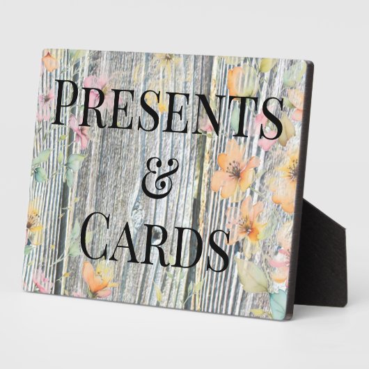 Elegantes Orangenholz mit Aquarellfarben-Wildblume Fotoplatte (Seite)