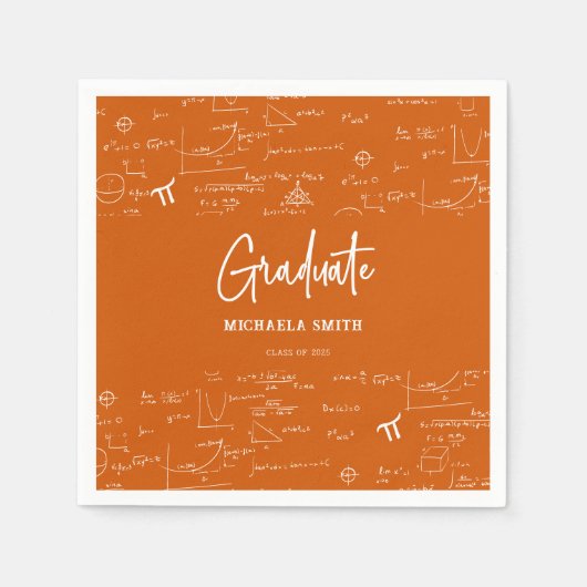 Elegantes oranges Schrift-Mathe-Absolvent Serviette (Vorderseite)