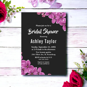Elegantes Orchid-Blume Schwarzes Brautparty Einladung