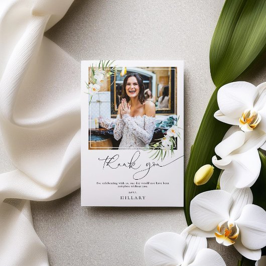 Elegantes Orchid Brautparty Foto Dankeschön Karte