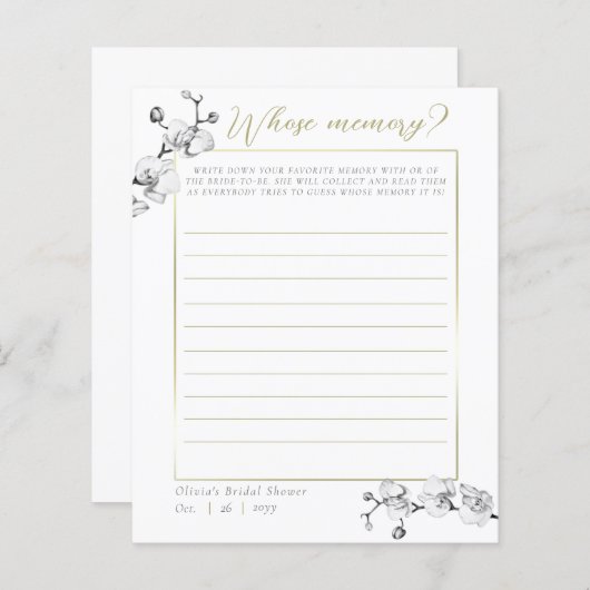 Elegantes Orchid-Brautparty mit Memory Game (Vorne/Hinten)