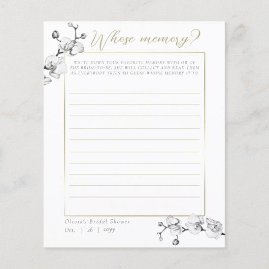 Elegantes Orchid-Brautparty mit Memory Game (Vorderseite)