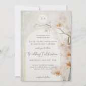 Elegantes Orchid-Gold-Arch-neutrales Monogramm in Einladung (Vorderseite)