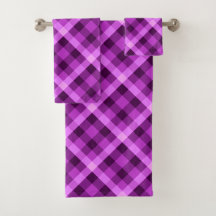 Elegantes Orchid Lila Kariertes Badetuch Set