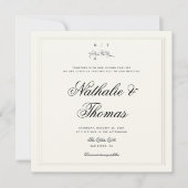 Elegantes Orchid Wappen Imitate Embossed Ecru Wedd Einladung (Vorderseite)