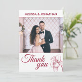 Elegantes Orchideen Modernes Hochzeitsfest Foto Dankeskarte (Stehend Vorderseite)