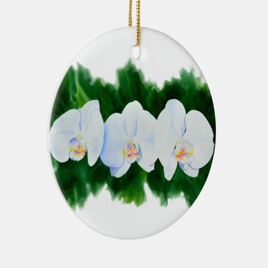 Elegantes Orchideengemälde Keramik Ornament (Rechts)