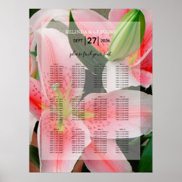 Elegantes Oriental Lilies Hochzeitssattel Poster