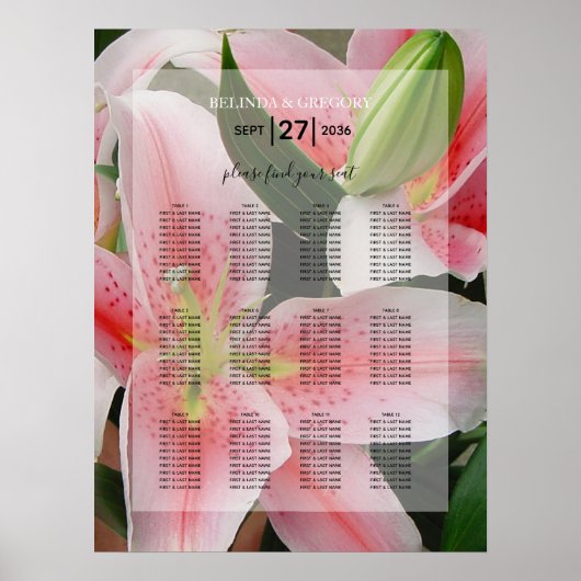 Elegantes Oriental Lilies Hochzeitssattel Poster (Vorne)