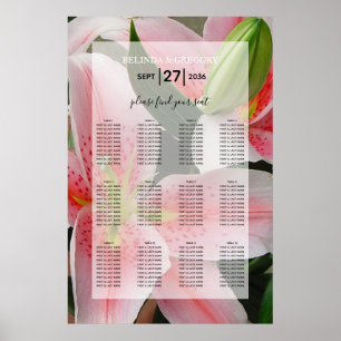 Elegantes Oriental Lilies Hochzeitssattel Poster