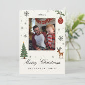 Elegantes Ornament Weihnachtsfotokarte Einladung (Stehend Vorderseite)