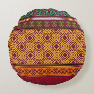 Elegantes ornamentales Afrika: Indischer ethnische Rundes Kissen