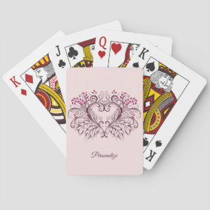 Elegantes ornamentales Herzdesign personalisiert Spielkarten