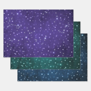 Elegantes osmiumhaltiges Lila-, Grün- und Blau-Zod Geschenkpapier Set