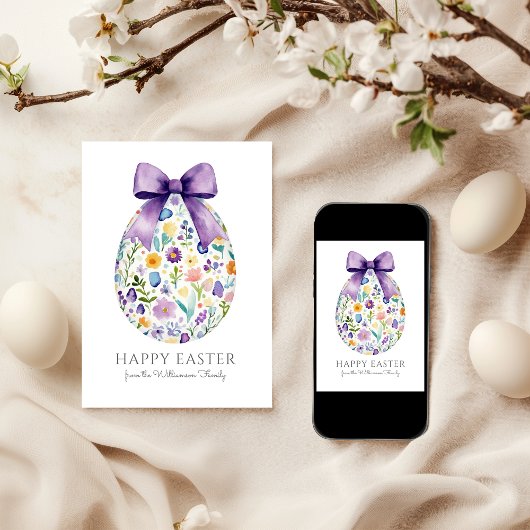 Elegantes Ostereier mit Bow Personalisiert Karte