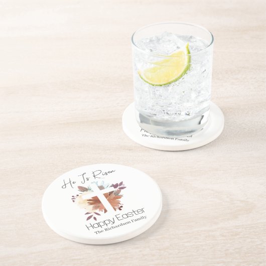 Elegantes Osterfloral Kalligrafie Christliches Kre Getränkeuntersetzer (Seite)