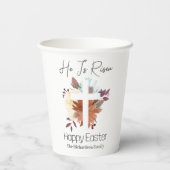 Elegantes Osterfloral Kalligrafie Christliches Kre Pappbecher (Rückseite)